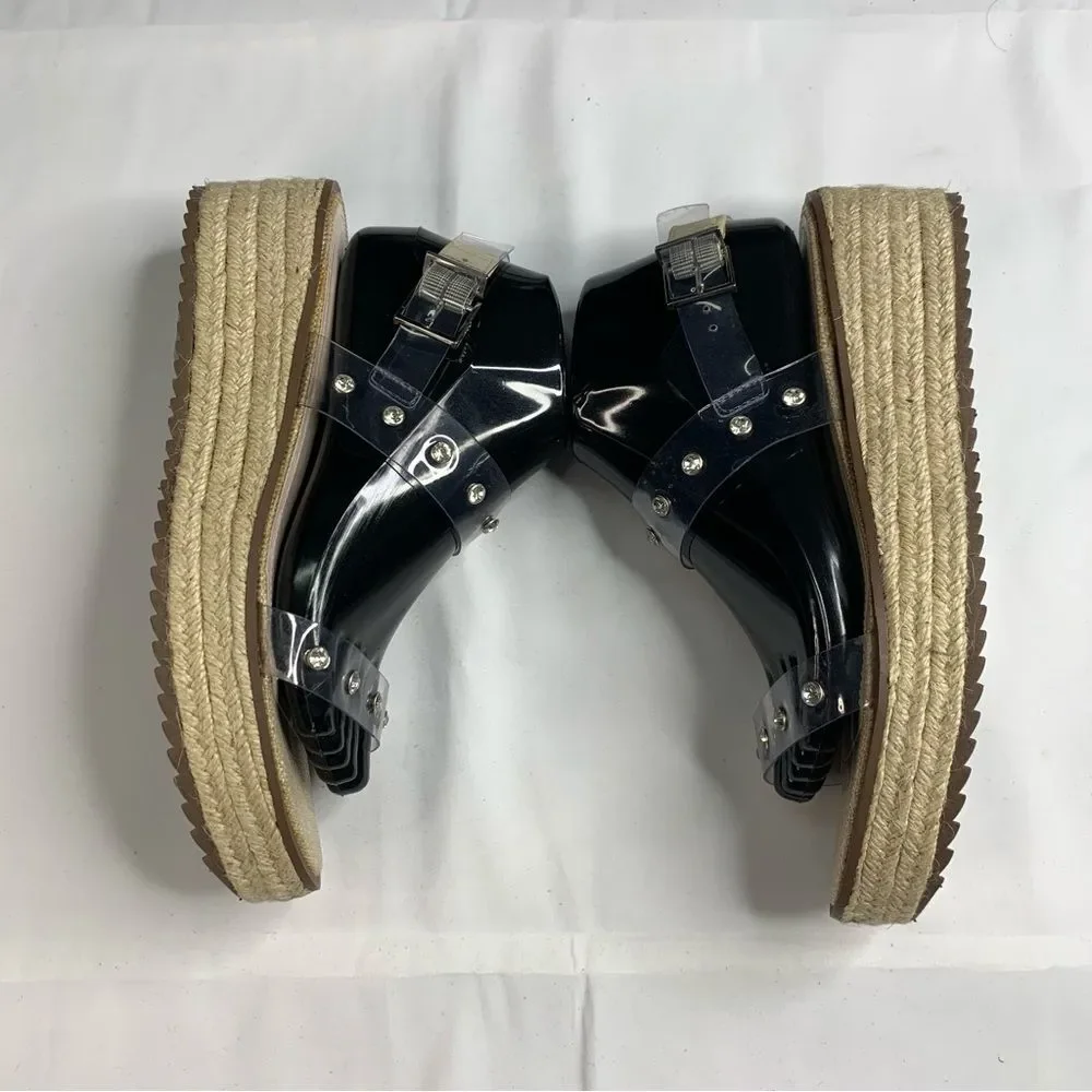 Schutz Cristiane Embellished Platform Sandal Espadrille Sandals Rhinestones 8.5